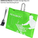 Fish Grilling Basket, Folding Portable Stainless Steel BBQ Grill Basket for Fish Vegetables Shrimp with Removable Handle, Come with Basting Brush and Storage Bag by GreenHaven Gardens
