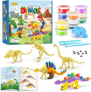 Drama Planet Dinosaur Air Dry Clay Kit – Create 5 Dinosaur Models with 12 Colors of Modeling Clay, Instruction Guide – Fun & Educational Craft Set for Kids by TinyTreasures Baby Boutique