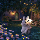 Solar Garden Statues Rabbit with Solar Lights,Mother&Baby Bunny Figurine with Butterfly Changing Lights for Yard Art Garden&Patio Decor,Unique Easter&Birthday Gifts for Women Mom Grandma by CozyNest Decor