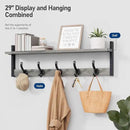 Tatub 29" Rustic Coat Rack Wall Mount with Shelf, Entryway Wall Hooks with Shelf and 5 Metal Hooks, Coat Hangers for Bathroom, Living Room, Bedroom, Kitchen, Grey by CozyNest Decor