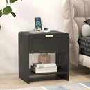 LEVNARY Nightstand Set of 2, Mid-Century Modern Bedside Table with Charging Station and Curved Top Corners, Wooden End Table for Farmhouse Bedroom Living Room (2, Black) by CozyNest Decor