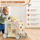 Wooden Activity Cube Push Walker, Wooden Baby Walker, Montessori Push Toys for Babies Learning to Walk & Sit-to-Stand by TinyTreasures Baby Boutique