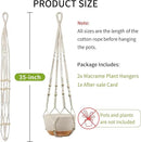 35 Inch Macrame Plant Hanger - Fits 4-13 Inch Pots, Supports Up to 22lbs, Sturdy Hanging Planter Holder for Indoor Outdoor, Boho Home Decor, 2 Pack, Ivory (POTS NOT Included) by GreenHaven Gardens