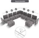 mestyl Modular Sectional Sofa Convertible L Shaped Sofa Couch Set with Storage for Living Room, Modern 3 Seater Modular Sectional Couch with Movable Ottoman (Grey) by CozyNest Decor