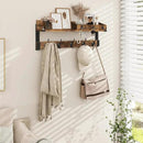 Homode Coat Rack with Shelf, Wall Shelf with Hooks, 26 Inch Long Coat Hanger Wall Mount with Key and Mail Holder, Wood Entryway Shelves for Hanging Hat Jacket Backpack Purse, Rustic Brown Black by CozyNest Decor