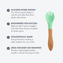 Avanchy Baby Fork Set, Bamboo and Silicone Spork Utensils, Toddler Baby Led Weaning Silverware Cutlery Flatware, Kids First Self Feeding by TinyTreasures Baby Boutique