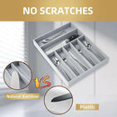 Silverware Organizer 13 Inch Gray Bamboo Kitchen Drawer Organizer 7 Slots Utensil Organizer Silverware Holder Cutlery Organizer Flatware Tray (Large) by CozyNest Decor