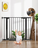 Cumbor 29.7-40.6" Baby Gate for Stairs, Baby Essential Safety Gate, Mom's Choice Awards Winner-Dog Gate for Doorways, Pressure Mounted Auto-Close Pet Gates for Dogs Indoor, Durable Child Gate, Black by TinyTreasures Baby Boutique
