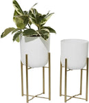CosmoLiving by Cosmopolitan Metal Indoor Outdoor Planter Dome Large Planter Pot with Removable Stand, Set of 2 Planters 20", 22"H, White by GreenHaven Gardens