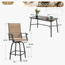 Sophia & William Outdoor Bar Set, Patio Bar Table and Chairs Set, Bar Height Patio Set - 6 x Swivel Bar Chairs(Brown-Padded), 1 x Rectangular Bar Table(Black) by CozyNest Decor