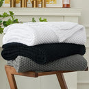 Longhui bedding Chunky Cable Knit Throw Blanket Lightweight Black 100% Organic Cotton Blanket for Sofa Couch Bed Baby Nursery, Rustic Shabby Chic Modern Farmhouse, 60” x 80” Give Laundering Bag by CozyNest Decor