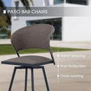 VICLLAX Patio Bar Stool Chairs with Footrests and Padded Seat, Bar Height Swivel Patio Chairs Set of 4, Brown Woven Wicker Swivel Bar Stools for Lawn Garden by CozyNest Decor