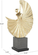 Deco 79 Polystone Dancer Decorative Sculpture Ballet Home Decor Statue with Elevated Black Base, Accent Figurine 11" x 4" x 17", Gold by CozyNest Decor