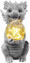 Solar Garden Outdoor Statues 7.2" Resin Dragon Statues Holding Magic Ball with Solar Lights,Lawn Decor for Patio, Balcony, Yard Ornament,Unique Gifts for Mom Grandma Housewarming by GreenHaven Gardens