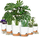 GARDIFE Plant Pots 8/7/6.5/6/5.5/5 Inch Self Watering Planters with Drainage Hole, Plastic Flower Pots, Nursery Planting Pot for All House Plants, African Violet, Flowers, and Cactus,White by GreenHaven Gardens