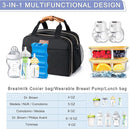 Breastmilk Cooler Bag with Ice Pack Fits 6 Baby Bottles Up to 9 Ounce, Compatible with Wearable Breast Pumps & Accessories-Black by TinyTreasures Baby Boutique