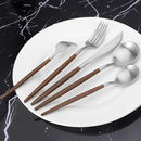 Matte Silver Silverware Set With Brown Handle, Vanys 20 Piece Stainless Steel Cutlery Flatware Set, Kitchen Utensil Sets for 4, Tableware With Knife Spoons And Forks Set, Satin Finished Polished by CozyNest Decor