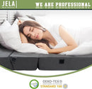 jela Foldable Sofa Bed Soft Foam Convertible Sleeper Chair Luxury Miss Fabric Fold Out Chair Bed Floor Couch with Back Support Floor Sofa for Living Room Bedroom (Twin,Dark Gray) by CozyNest Decor