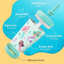 Kid Insulated Stainless Steel Tumbler with Silicone Straw, 12oz Sippy Cup for Kids (Magical Mermaids) by TinyTreasures Baby Boutique