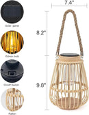 Solar Lanterns Outdoor Hanging Lights Waterproof Rattan Bamboo Solar Powered Light with Twine Handle Decorative Garden Table Lamp for Patio Yard Tabletop Tree Pathway Home Decoration by GreenHaven Gardens