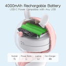 Cute Bunny Stroller Fan Clip On for Baby, Bladeless Fan 4000mAh Rechargeable Battery Operated, Flexible Tripod, 4 Speeds, Auto Oscillating, Small Cooling Fan for Kids by TinyTreasures Baby Boutique