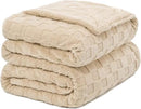 Pawque Super Soft Cozy Throw Blanket Queen Size for Couch Bed, Fluffy Sherpa Fleece Reversible Thick Warm Fuzzy Blanket for All-Season, 3D Checkered Jacquard Decorative Blankets, Khaki, 90"x90" by CozyNest Decor
