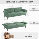 89” Futon Sofa Bed, Comfy Futon Couch Bed with 2 Square Pillows, Convertible Sleeper Sofa with Adjustable Backrest& Armrests, Modern Loveseat Sleeper for Living Room, Bedroom,Light Green by CozyNest Decor