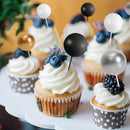 75 Pieces Cake Balls Topper Decorations Foam Cupcake Topper Mini Balloon Cake Topper Balls Cake Picks for Cake Deco Birthday Party Wedding（Black, Gold. Silver, White） by TinyTreasures Baby Boutique