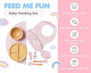 Bamboo Baby Feeding Set for Infants & Toddlers - Baby Essentials, Non-Toxic, Sustainable, Bamboo Suction Plate & Bowl, Bib, Sippy Cup w/Lid & Straw, Daily Use, Travel, Baby Shower Gifts (Pink) by TinyTreasures Baby Boutique