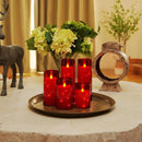 Homemory Acrylic Flameless Candles with Embedded Star String Fairy Lights, Battery Operated Candle, LED Candles, Fake Candles with Remote Control and Timer, Red, Set of 5(H4 5" 6" 8" 8") by CozyNest Decor