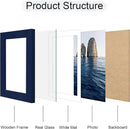 5x7 Picture Frame Set of 4, 5 x 7 Wood Photo Frames with Mat for 4x6, Natural Wooden Frame with Real Glass Cover for Wall and Tabletop Display,Blue by CozyNest Decor