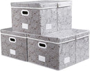 PRANDOM Jumbo Collapsible Storage Boxes with Lids Fabric Decorative Storage Bins Cubes Organizer Baskets with Cover Handles Divider for Bedroom Closet Living Room 23.2x15.7x11.6 Inch 3 Pack by TinyTreasures Baby Boutique