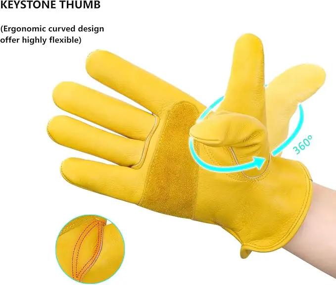 DULFINE Leather Work Gloves for Men & Women, Reinforced Durable Gardening Gloves,Cowhide Work Gloves,Puncture & Cut Resistant, photo 3 of 6