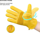 DULFINE Leather Work Gloves for Men & Women, Reinforced Durable Gardening Gloves,Cowhide Work Gloves,Puncture & Cut Resistant by GreenHaven Gardens