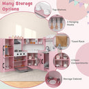 Costzon Corner Kids Kitchen Playset, Wooden Play Kitchen with Sounds & Lights, Washing Machine, Range Hood, Ice Maker, Microwave, Oven, Sink, Pretend Toy Kitchen Set for Toddler, Gift for Boys Girls by TinyTreasures Baby Boutique