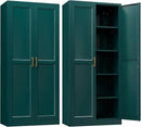 Kitchen Pantry Cabinet,71”Green Metal Pantry Storage Cabinets with Doors and 4 Adjustable Shelves,Kitchen Cabinet with 2 Gold Handles,Tall Cabinet for Livingroom, Bathroom by CozyNest Decor
