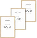 HAUS AND HUES Standalone Beige Oak Frame Set of 3-12x18 by CozyNest Decor