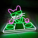 Cat DJ Player Neon Sign Dimmable DJ Player Led Neon Light for Wall Decor USB Powered Cool Neon Light Sign for Bar Party Man Cave Bedroom Art Wall Decoration by CozyNest Decor