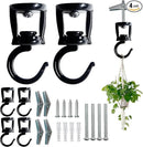 Ceiling Hooks for Hanging Plants (4 PCS Black),Heavy Duty Metal Plant Hooks, Screw in Hooks for Hanging Birdfeeders, Lamps, Planters, Outdoor Decorative Hooks up to 33 lbs by GreenHaven Gardens