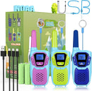 Walkie Talkies for Kids Long Range Walkie-Talkie for Adults Rechargeable 2 Way Radios 3 Pack with Lanyard 4 Miles NOAA USB VOX, Family Toys for 3-12 Year Old Boys Girls Toddlers Camping Hiking by TinyTreasures Baby Boutique