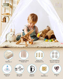 Teepee Tent for Kids with Inflatable Airbed, String Lights, Balloons, Pump, Washable Slumber Party Tent Indoor Outdoor for Girls Boys, Children Tipi Playhouse for Playtime and Sleepover by TinyTreasures Baby Boutique