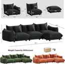 Modern Minimalist Chenille Modular Sectional Sofa, Deep-Seat 3-Seater L-Shaped Couch with Movable Ottoman and Thick Cushions, Upholstered Sofa for Living Room, Bedroom, Office, Apartment(Black L Sofa) by CozyNest Decor