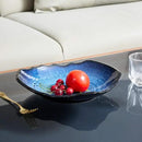 Ceramic Decorative Dish, Large Blue Pottery Decorative Bowl, Porcelain Centerpiece Tray, Key Bowl, Gift Decor Tray for Tabletop Entryway Table Living Room Dining(12'' Dish) by CozyNest Decor