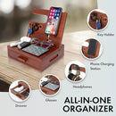 Solid Wood Nightstand Organizer by SolaJoy, Docking Station, Gifts for Men, Made of Cedar, Versatile Bedside Table Organizer for Cellphone, Watch, Headphone, Keys Walnut Wood by CozyNest Decor