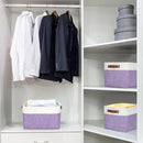 Storage Bins Large Fabric Storage Baskets for Shelves 3 Pack, Decorative Linen Closet Baskets with Handles for Organizing, Shelf, Clothes, Home, Office, 15x11x9.5Inches (Purple&White) by CozyNest Decor