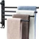 Black Towel Rack JSVER Swivel Towel Rack Wall Mounted, SUS304 Stainless Steel Towel Bar, 4 Arms Space Saving Towel Holder, Towel Racks for Bathroom by CozyNest Decor