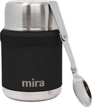 MIRA 15 oz Insulated Food Thermos for hot and cold foods - Leak-Proof Stainless Steel Container with Spoon - Black by TinyTreasures Baby Boutique