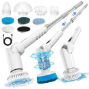 Electric Spin Scrubber - Cordless Cleaning Brush with Digital Display, 2 Speeds, 8 Brush Heads, IPX7 Waterproof, Adjustable Long Handle for Bathroom, Tub, Tile, Shower, and Car（Grey） by CozyNest Decor