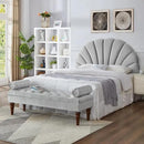 24KF Stunning Crown Design Queen Headboard, Upholstered Soft Velvet Petal Pattern Headboard Queen/Full-Q-Gray by CozyNest Decor