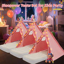 4 Pack Teepee Tent for Kids with Light String and Inflatable Airbed, Slumber Party Tents, Sleepover Tents Party for Girls Boys Indoor Outdoor (Pink) by TinyTreasures Baby Boutique